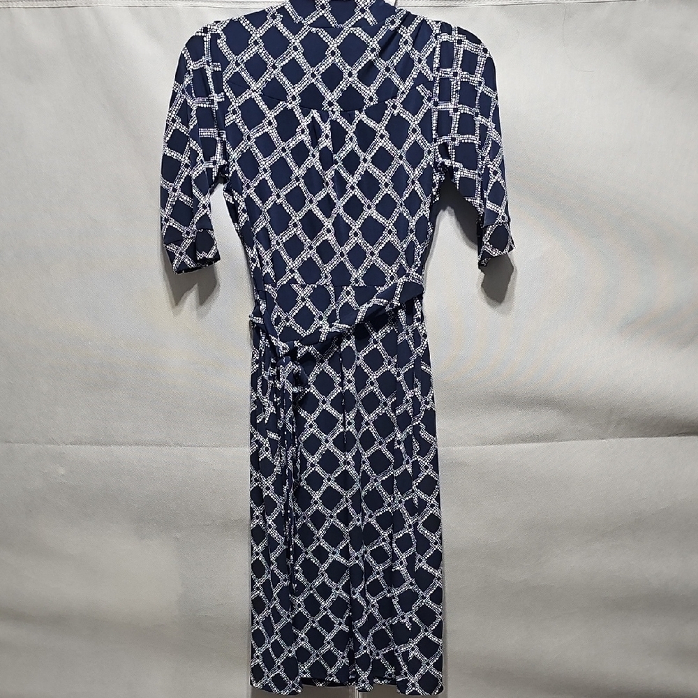Merona Navy & White Geometric Wrap Dress - Picture 4 of 4